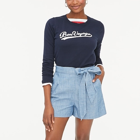 NWT jcrew tie waist denim shorts - Picture 2 of 5